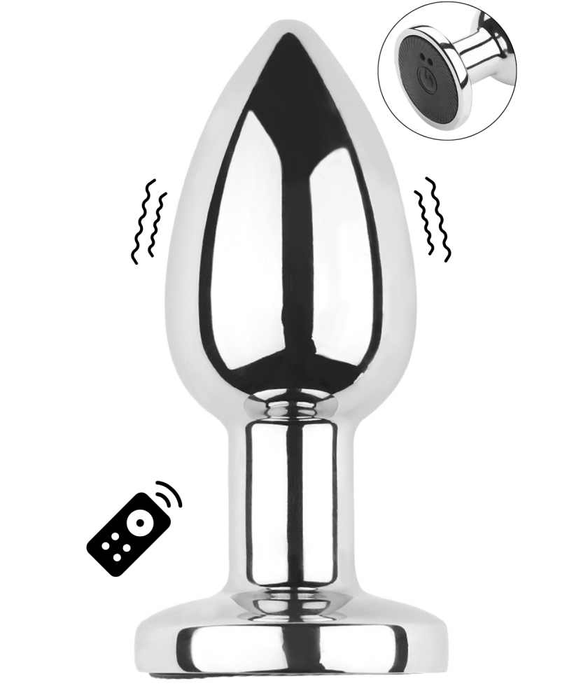 Plug vibrant acier inoxydable anal taille S avec télécommande, USB BOOTY